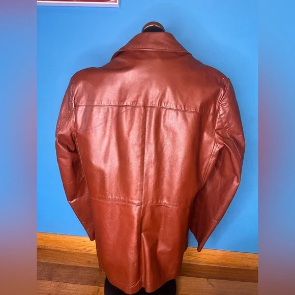 70s Vintage Brown Leather Jacket with Removable Faux Fur Lining - Picture 2 of 9